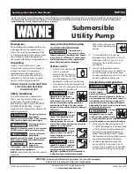 Предварительный просмотр 1 страницы Wayne RUP160 Operating Instructions & Parts Manual