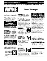 Wayne WIP100 Operating Instructions And Parts Manual preview