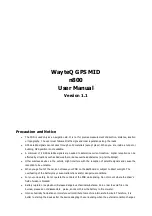 WayteQ GPS MID n800 User Manual preview