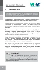 Preview for 2 page of WDM GE Series Operation Manual