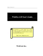 WebGate WebEye A10 User Manual preview