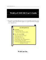 WebGate WebEye E10 User Manual preview