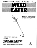 Weed Eater Cordless CLIPSTICK Operator'S Manual предпросмотр