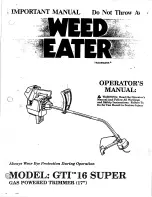 Предварительный просмотр 1 страницы Weed Eater GTI 16 SUPER Operator'S Manual