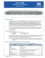 Preview for 1 page of Wegener UNITY 4600 Quick Start Manual