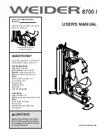 Weider 8700 I User Manual preview