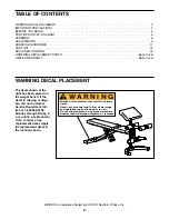 Предварительный просмотр 2 страницы Weider Pro 180 User Manual