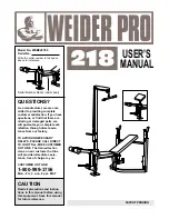 Предварительный просмотр 1 страницы Weider Pro 218 Manual