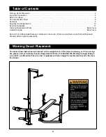 Предварительный просмотр 2 страницы Weider Pro 218 Manual