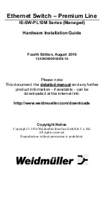 Preview for 1 page of Weidmüller Premium Line IE-SW-PL10M Series Hardware Installation Manual