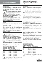 Preview for 4 page of weinor Großschirm Lugano Series Maintenance Instructions And Directions For Use