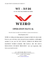 Предварительный просмотр 1 страницы Weiro WT - 315 DI Operation Manual