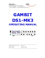 Preview for 1 page of WEISS GAMBIT DS1-MK3 Operating Manual