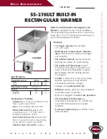 Preview for 1 page of Wells SS-276ULT Specifications