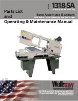 Предварительный просмотр 1 страницы Wellsaw 1318 -SA Operating And Maintenance Manual