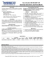 Preview for 1 page of Wesco DM-800-MDT-HR Operating Instructions And Parts Manual