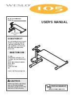 Weslo 105 Bench User Manual preview