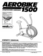 Weslo Aerobike 1500 Excercise Bike Owner'S Manual preview