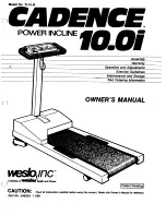 Weslo Cadence 10.0i Treadmill Owner'S Manual preview