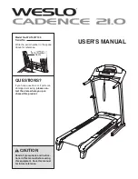 Weslo Cadence 21.0 Treadmill User Manual preview