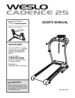 Weslo Cadence 25 Treadmill User Manual preview