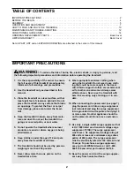 Preview for 2 page of Weslo Cadence 250dr User Manual