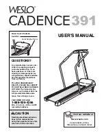 Preview for 1 page of Weslo Cadence 391 Treadmill User Manual