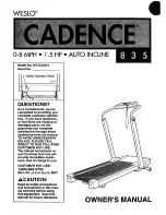 Preview for 1 page of Weslo Cadence 835 Owner'S Manual