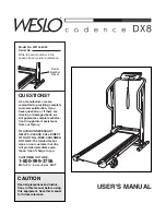 Weslo Cadence Dx8 User Manual preview