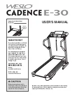 Weslo Cadence E-30 Treadmill User Manual preview