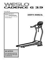 Weslo CADENCE G 3.9 User Manual preview