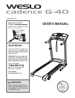 Weslo Cadence G-40 Treadmill User Manual preview