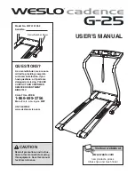 Weslo Cadence G25 Treadmill User Manual preview
