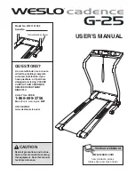 Preview for 1 page of Weslo Cadence G25 Treadmill User Manual