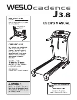 Weslo Cadence J3.8 Treadmill User Manual preview