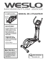 Preview for 1 page of Weslo Momentum 220x Elliptical (French) Manuel De L'Utilisateur