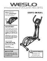 Preview for 1 page of Weslo Momentum 635 Elliptical User Manual