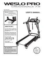 Weslo Pro Crosswalk 7.9 Treadmill Manual preview