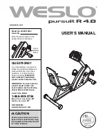 Weslo Pursuit 4.8 Bike Manual preview