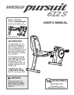 Weslo Pursuit 612s User Manual preview