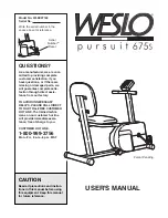 Weslo PURSUIT 675s User Manual preview