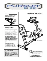 Weslo Pursuit E20 User Manual preview