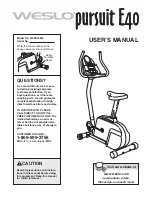 Weslo Pursuit E40 Bike User Manual preview