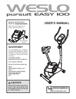 Weslo Pursuit Easy 100 Manual preview