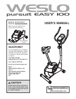 Preview for 1 page of Weslo Pursuit Easy 100 Manual