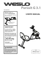 Preview for 1 page of Weslo Pursuit G 3.1 Manual