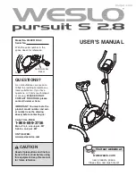 Weslo PURSUIT S 2.8 User Manual preview