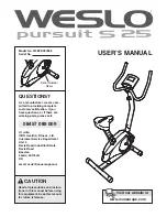 Weslo Pursuit S 25 Exercise Bike User Manual preview