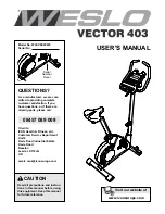 Weslo Vector 403 User Manual preview