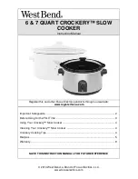 West Bend Crockery 84306 Instruction Manual preview